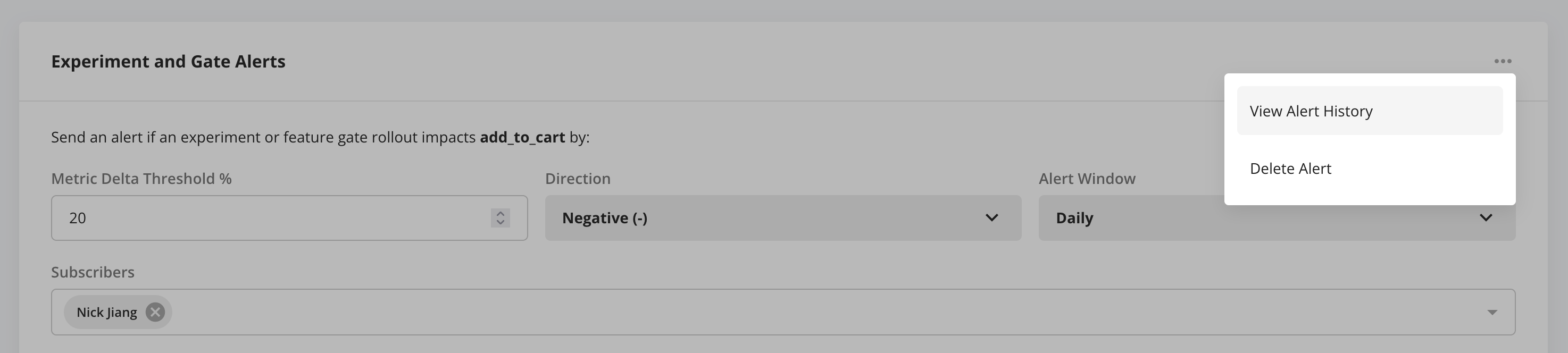 Alert history table listing firing and resolution events