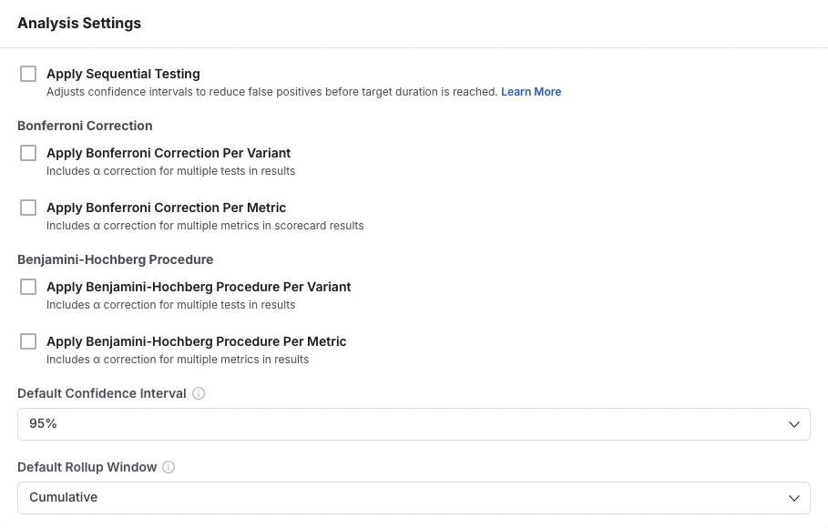 Significance level adjustment settings interface