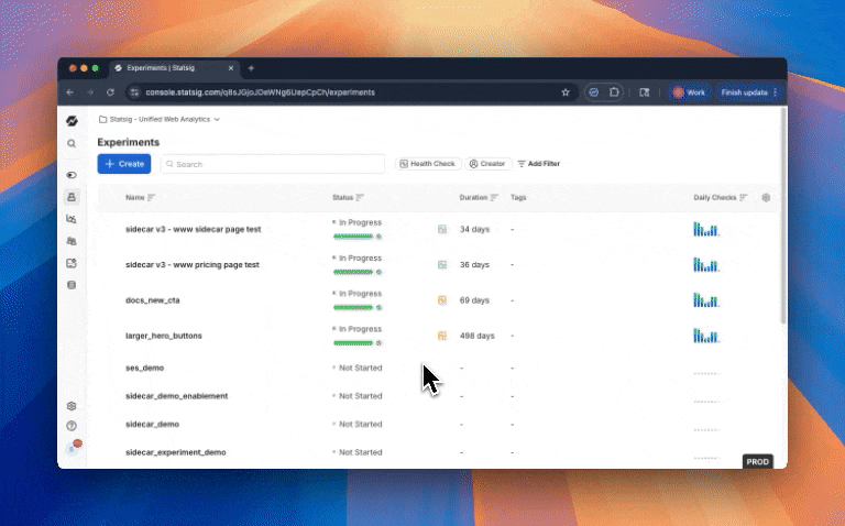 Create Visual Editor Experiment