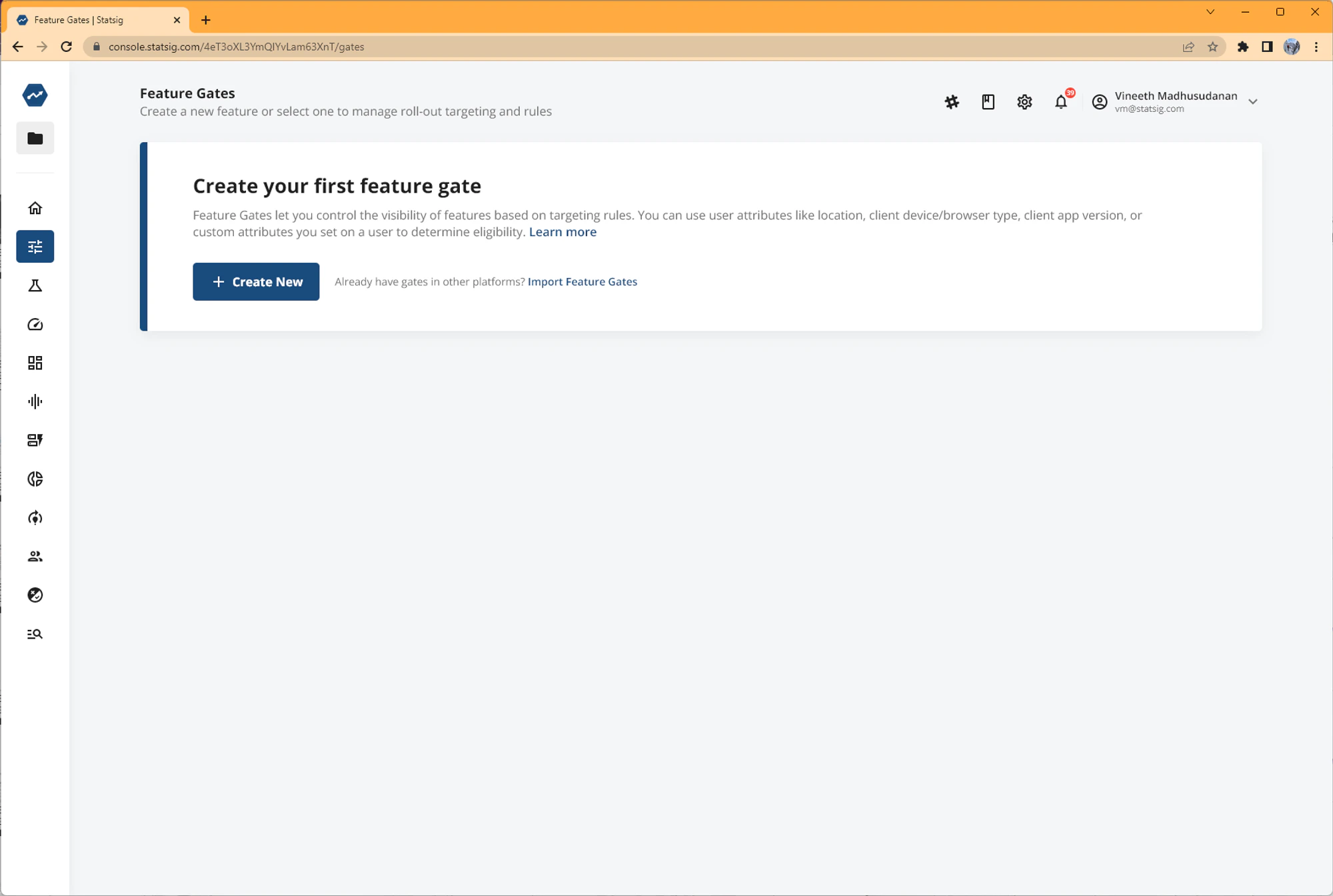Import Feature Gates prompt