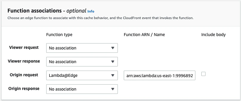 Function associations section