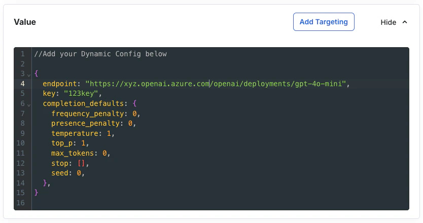 Dynamic Config properties configuration screen