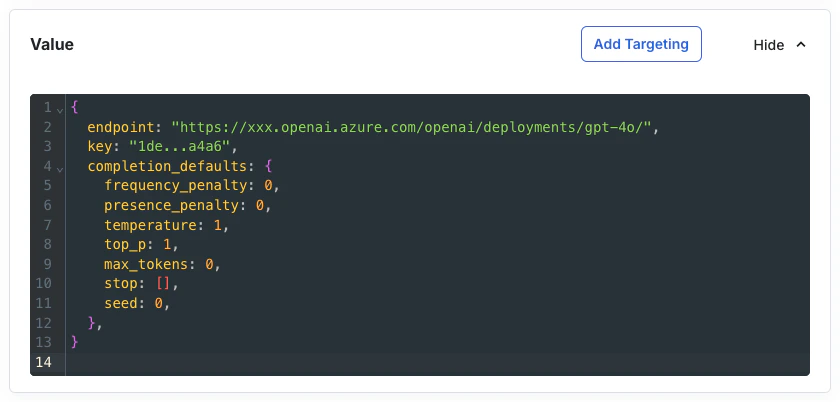 Dynamic config setup interface