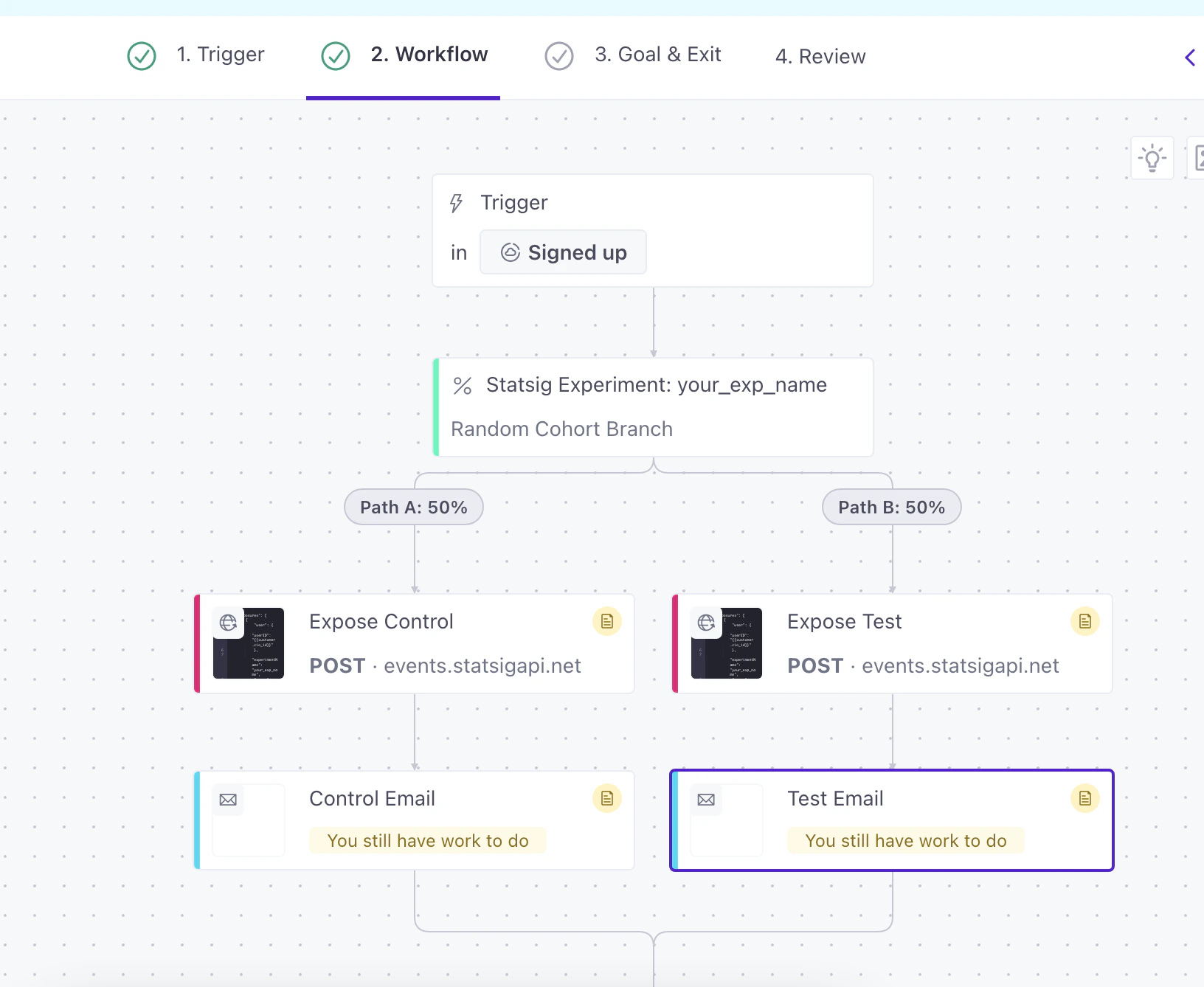 Customer.io random cohort branch setup