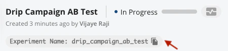 Experiment name copy interface