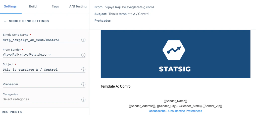 Control email template setup