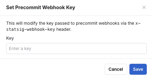 Webhook verification key configuration