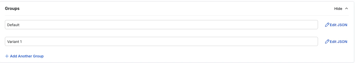 Variants list showing configuration keys and values for contextual autotune
