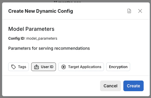 Dynamic config creation interface