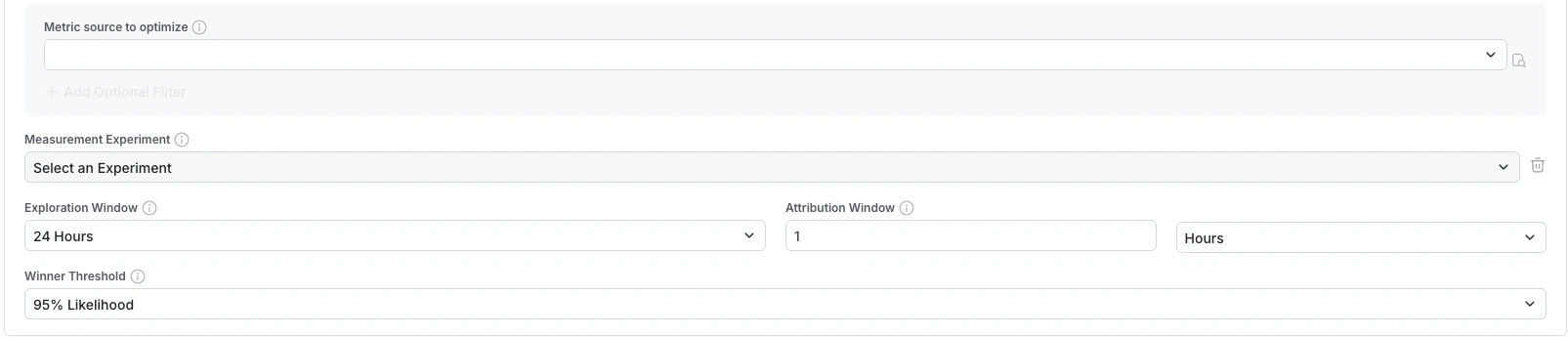 Autotune metric source configuration interface