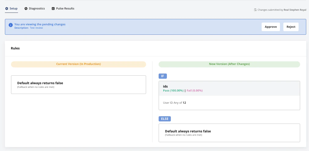 Review groups setup interface