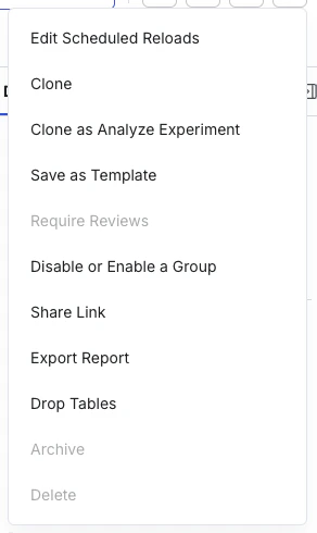 Menu option to disable or enable a group in experiment controls