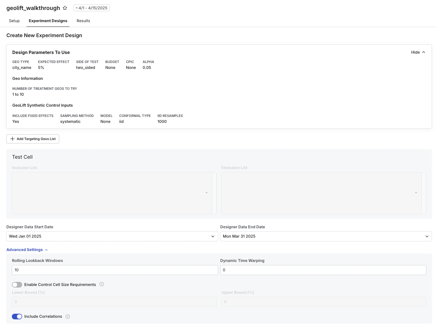 Geographic limitations configuration interface