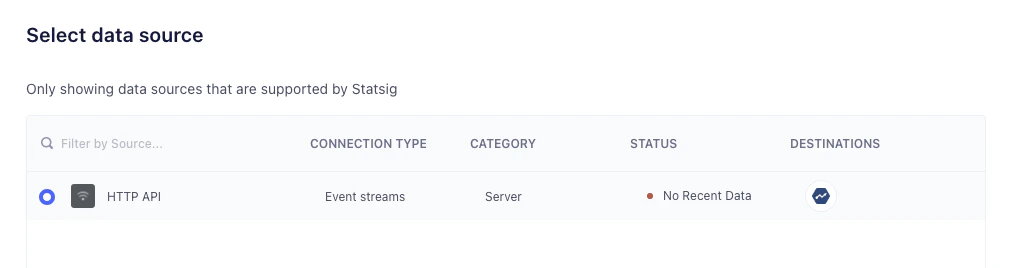 Segment destination setup selecting sources