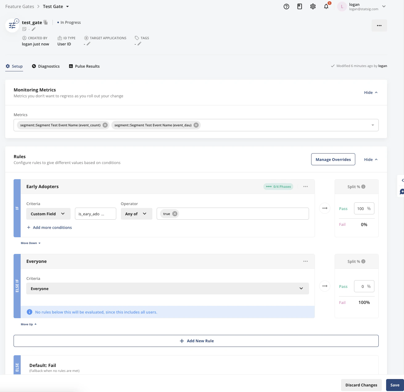 Segment destination configuration for first exposures