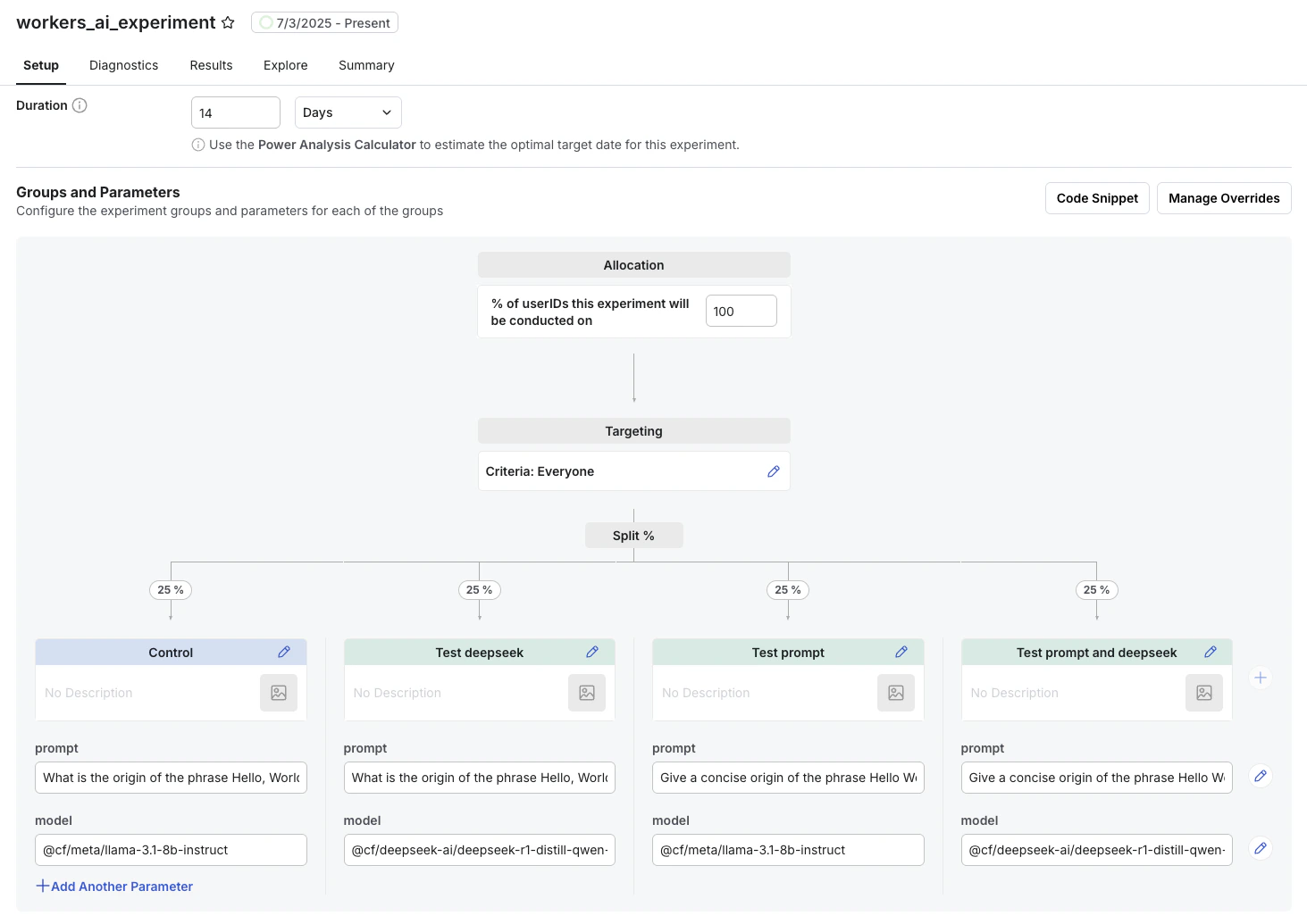 prompt and model experiment