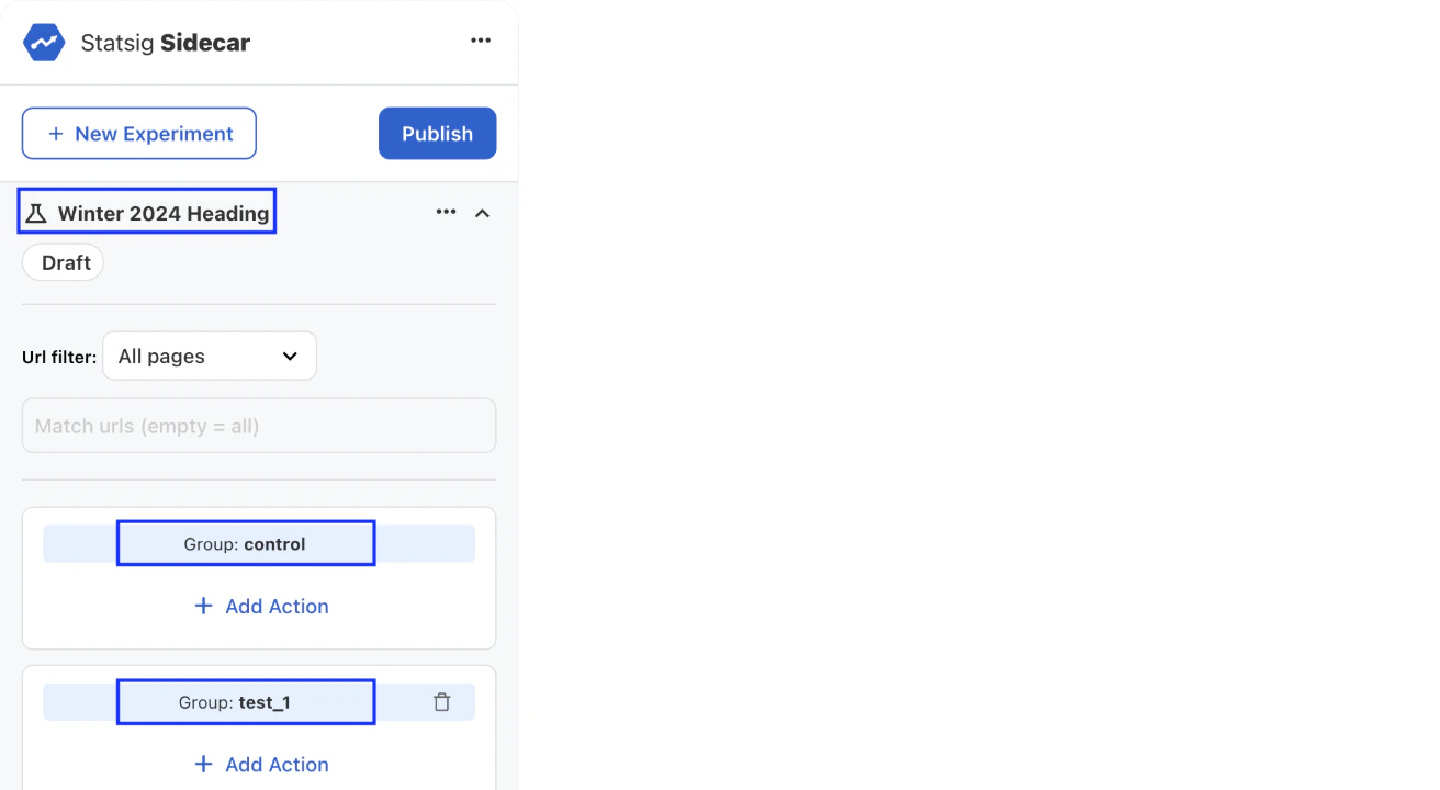 Sidecar experiment QA and preview interface