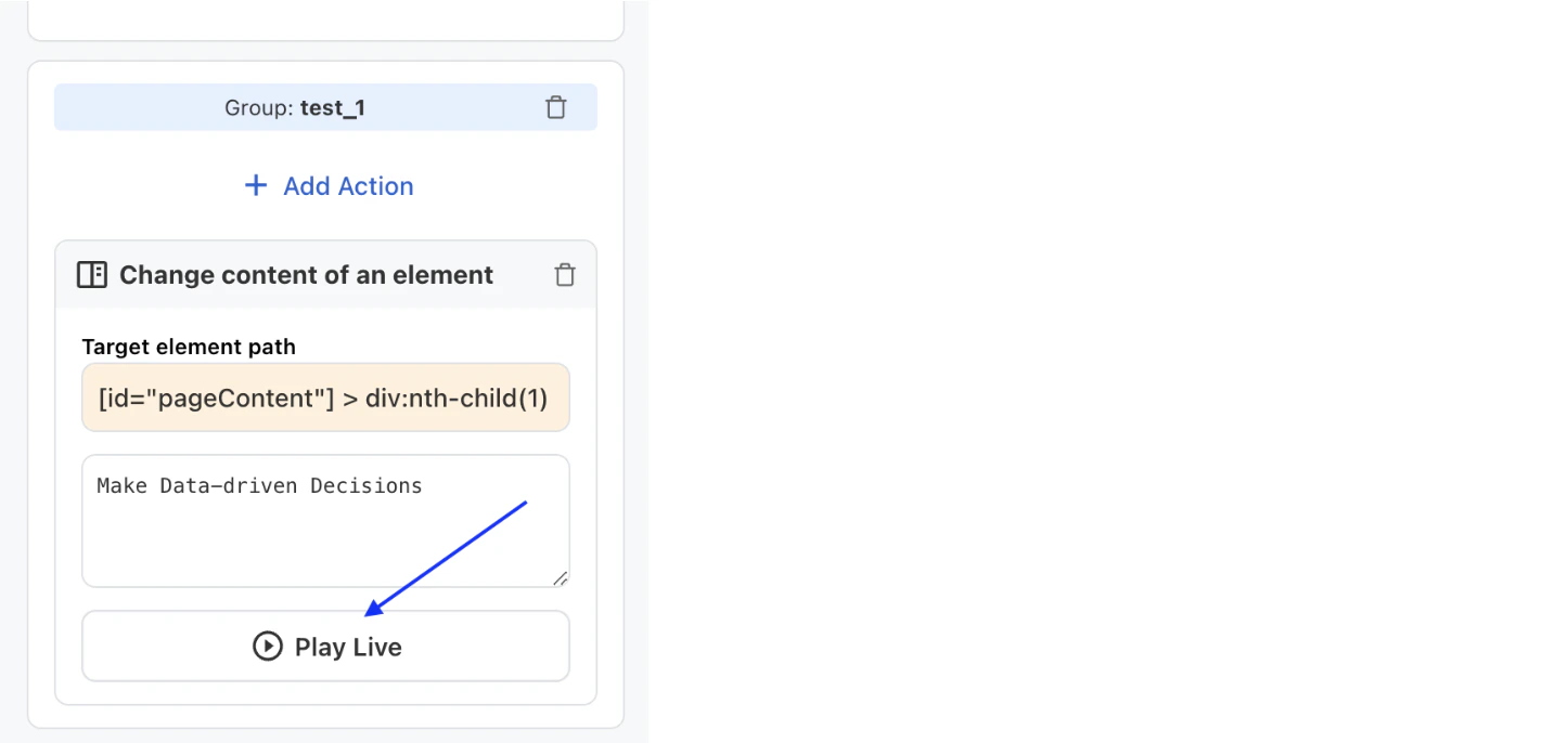 Content update interface with preview functionality