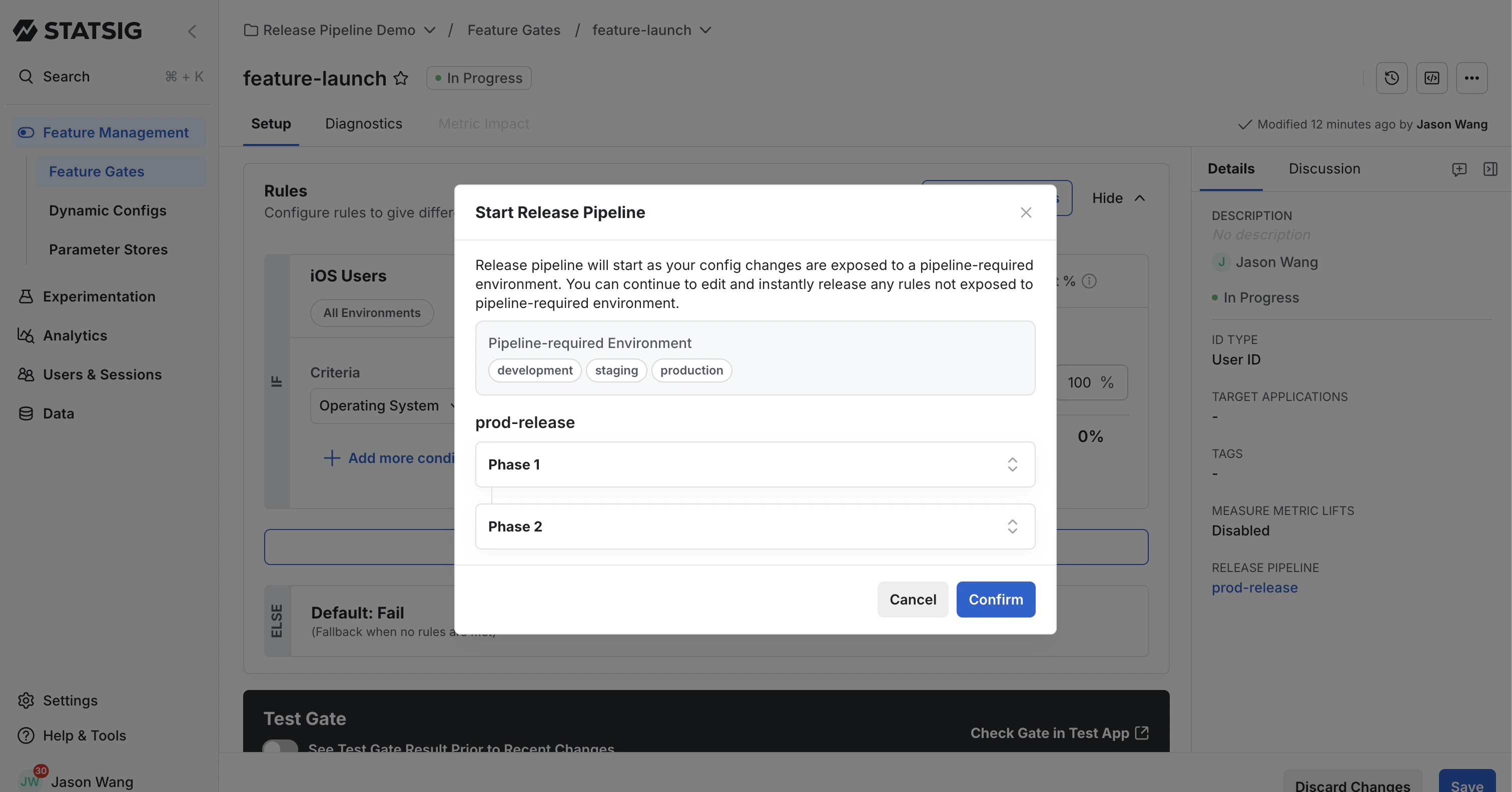 Confirmation dialog when triggering a pipeline