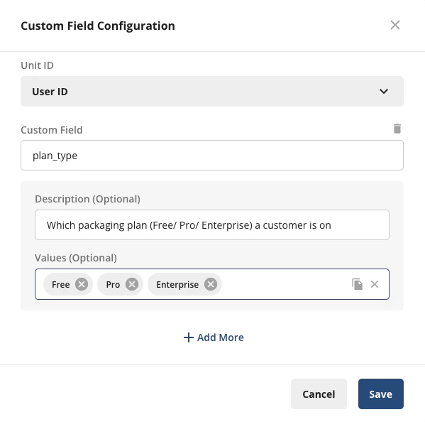 Organization gate policy page showing allowed custom fields per ID type