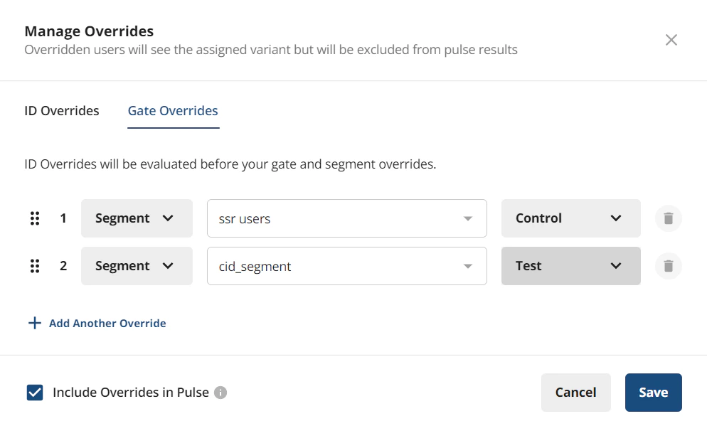Manual assignment override configuration