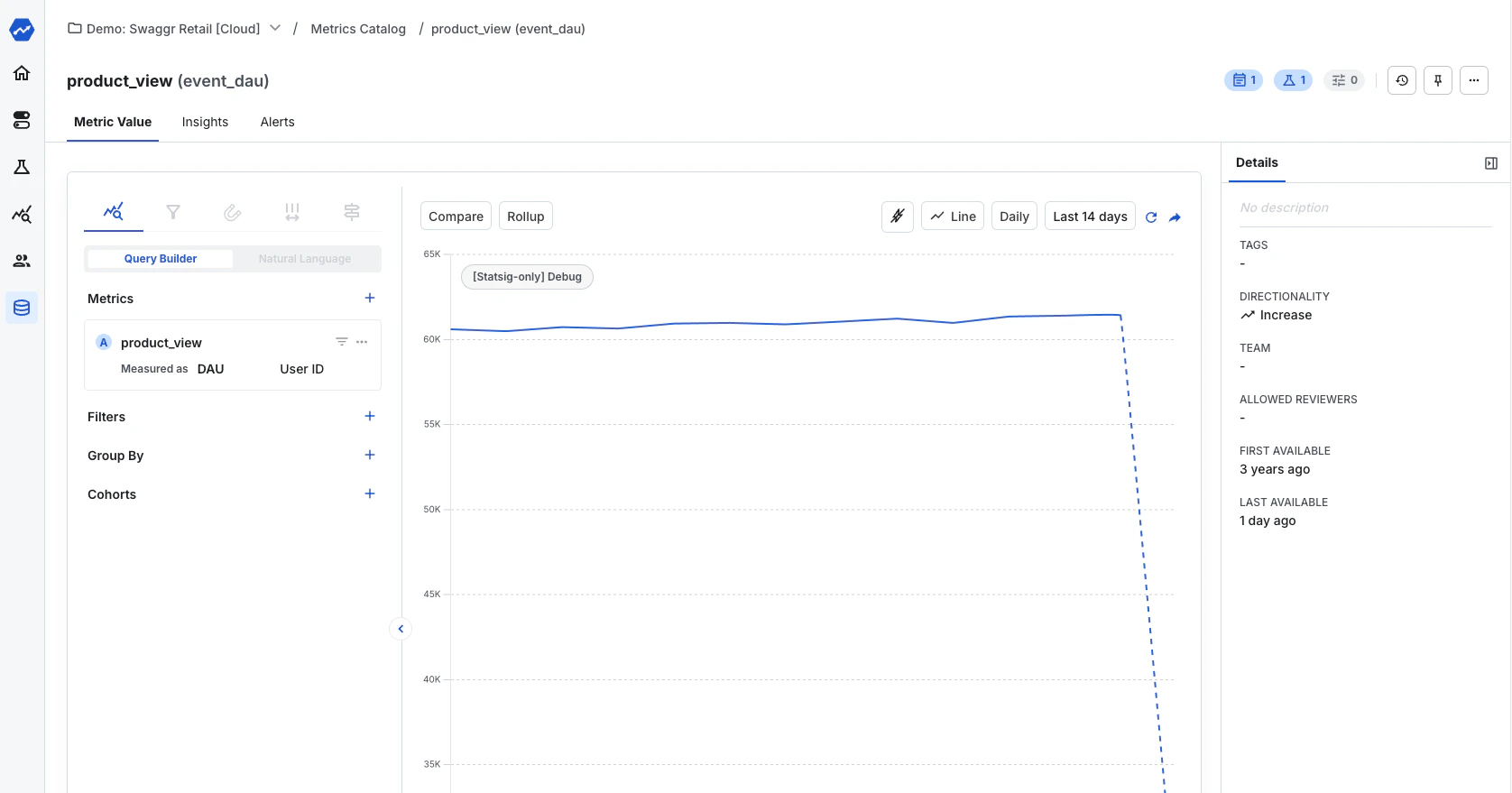 Event DAU metric configuration interface