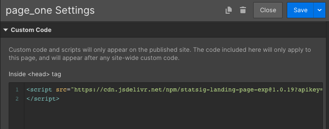 Webflow custom code interface