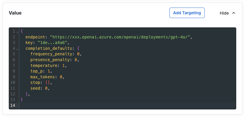 Dynamic config setup interface
