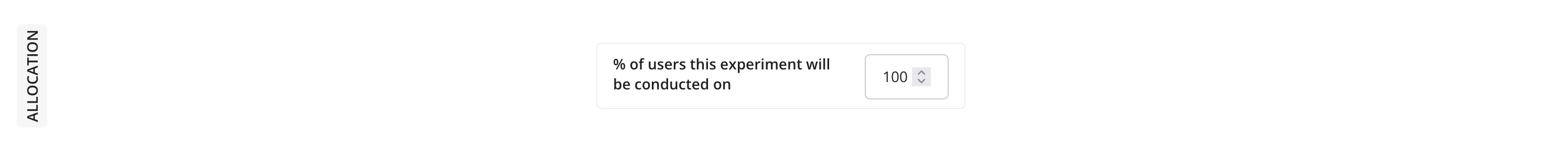 Experiment allocation configuration interface