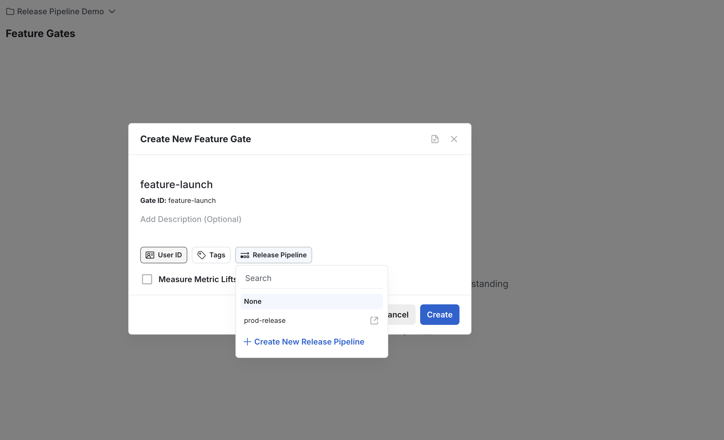 Attaching a pipeline during creation