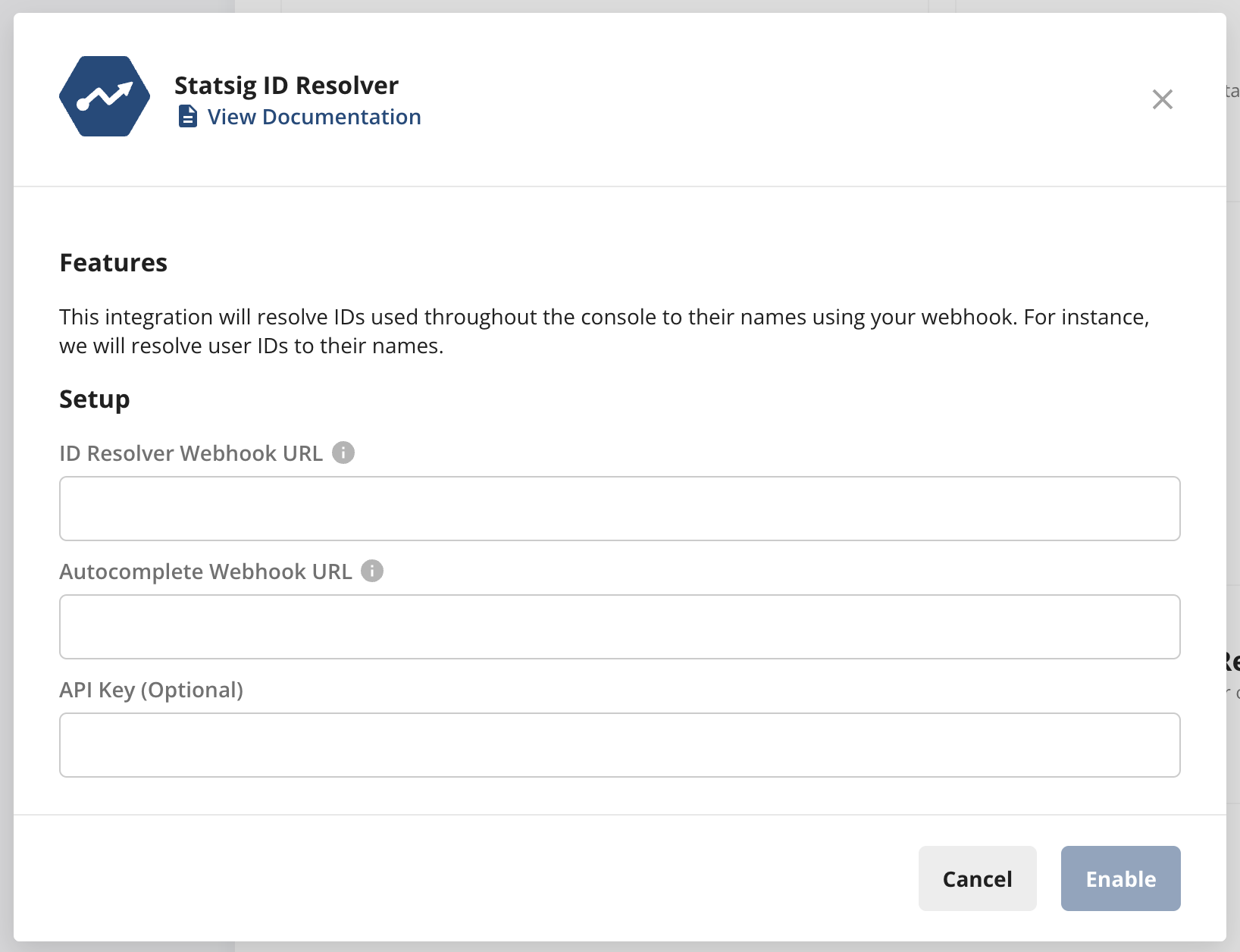 ID resolver webhook configuration interface