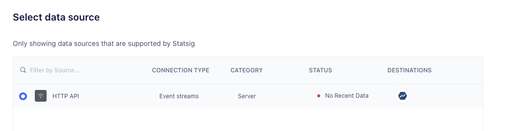 Segment destination setup selecting sources