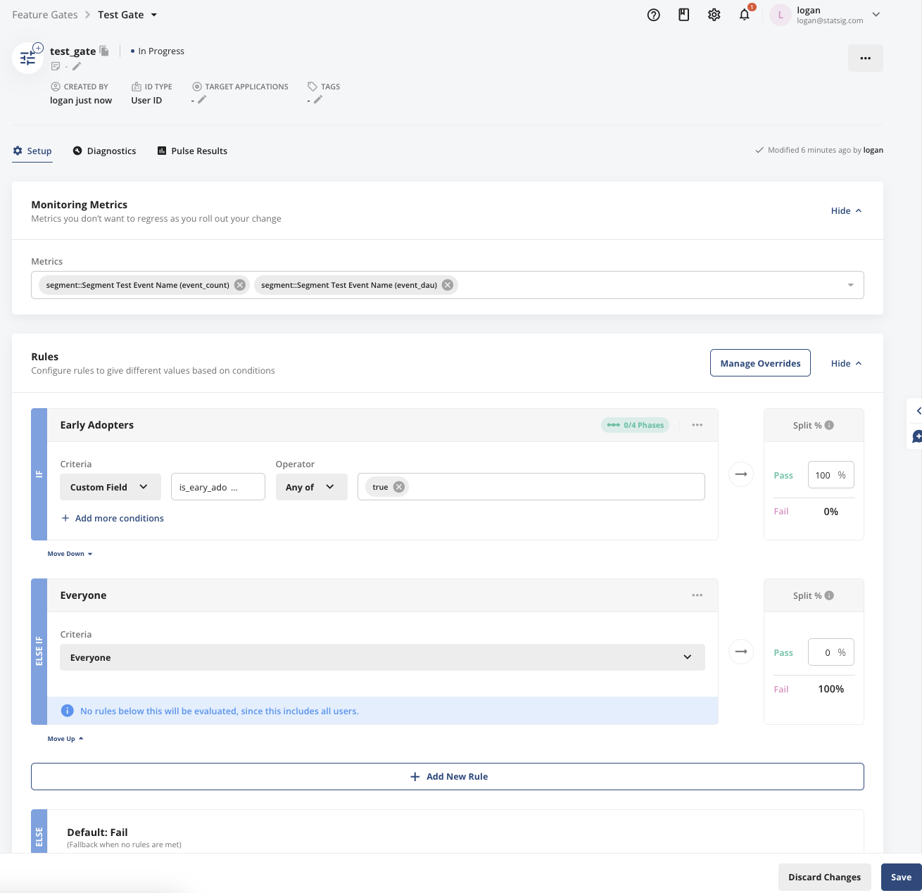 Segment destination configuration for first exposures