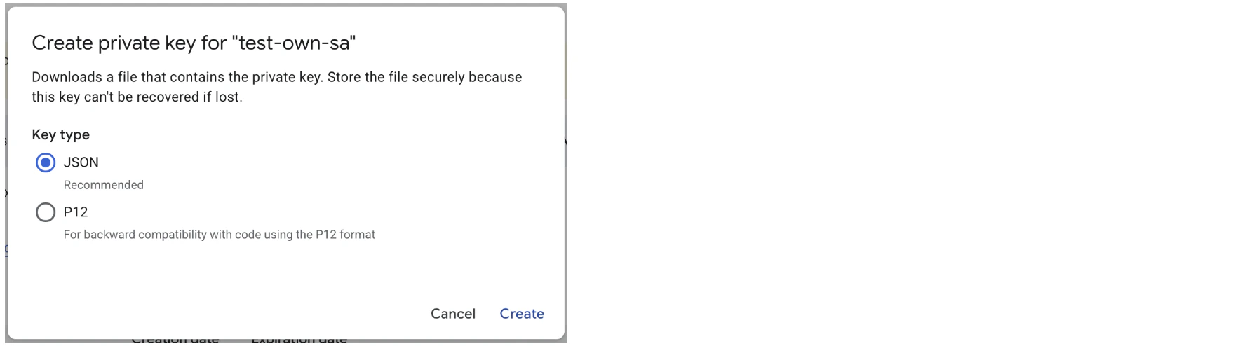 BQ 1st party service account