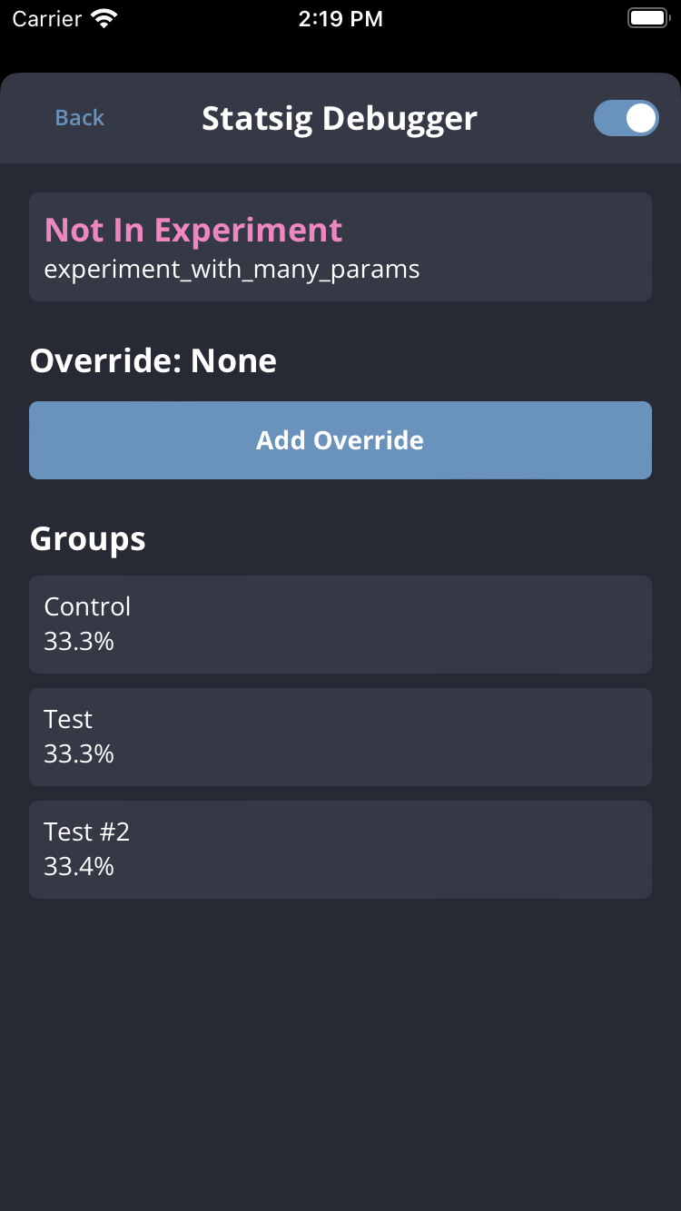 Client debugger experiment details