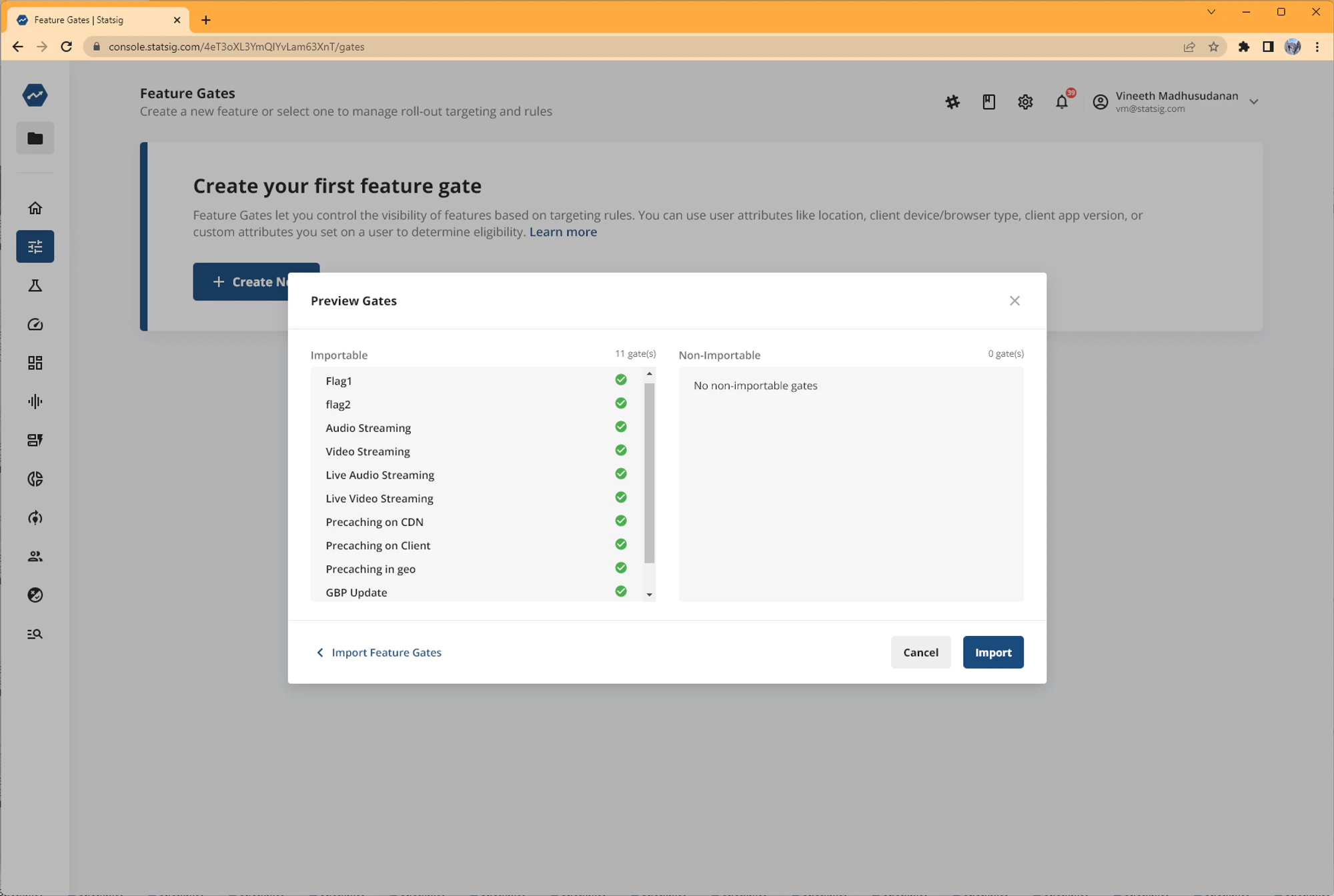 Migration summary preview screen