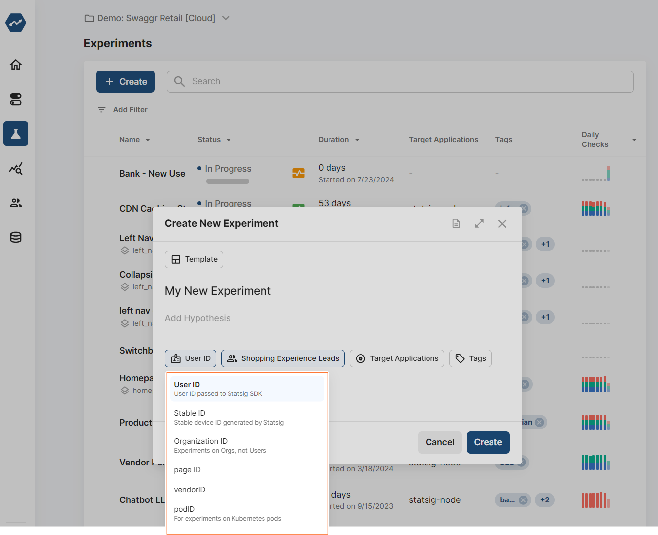 ID type selection dropdown interface
