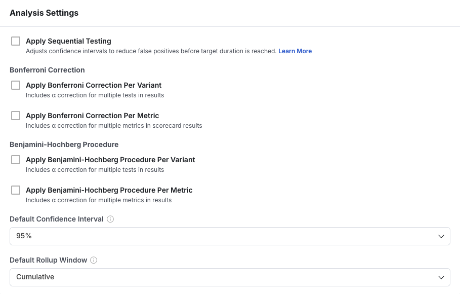 Significance level adjustment settings interface