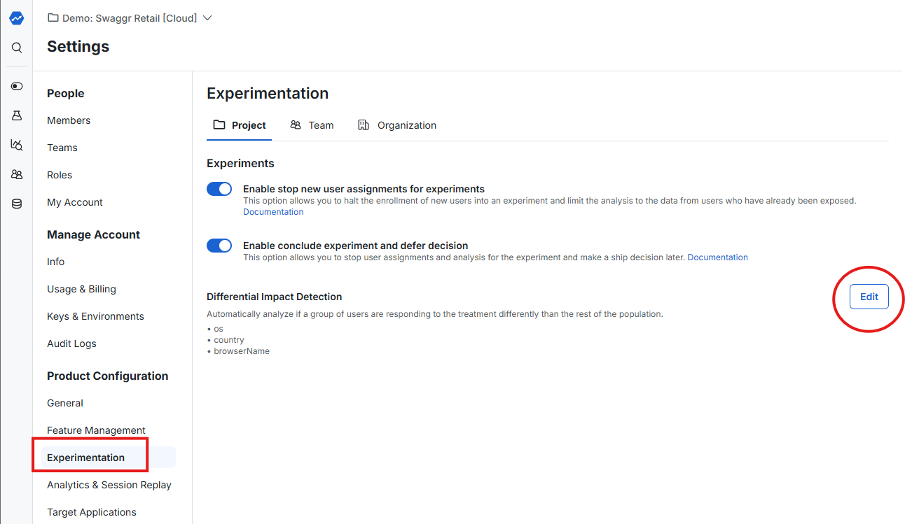 Segments of Interest configuration interface