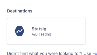 Segment destination catalog listing Statsig