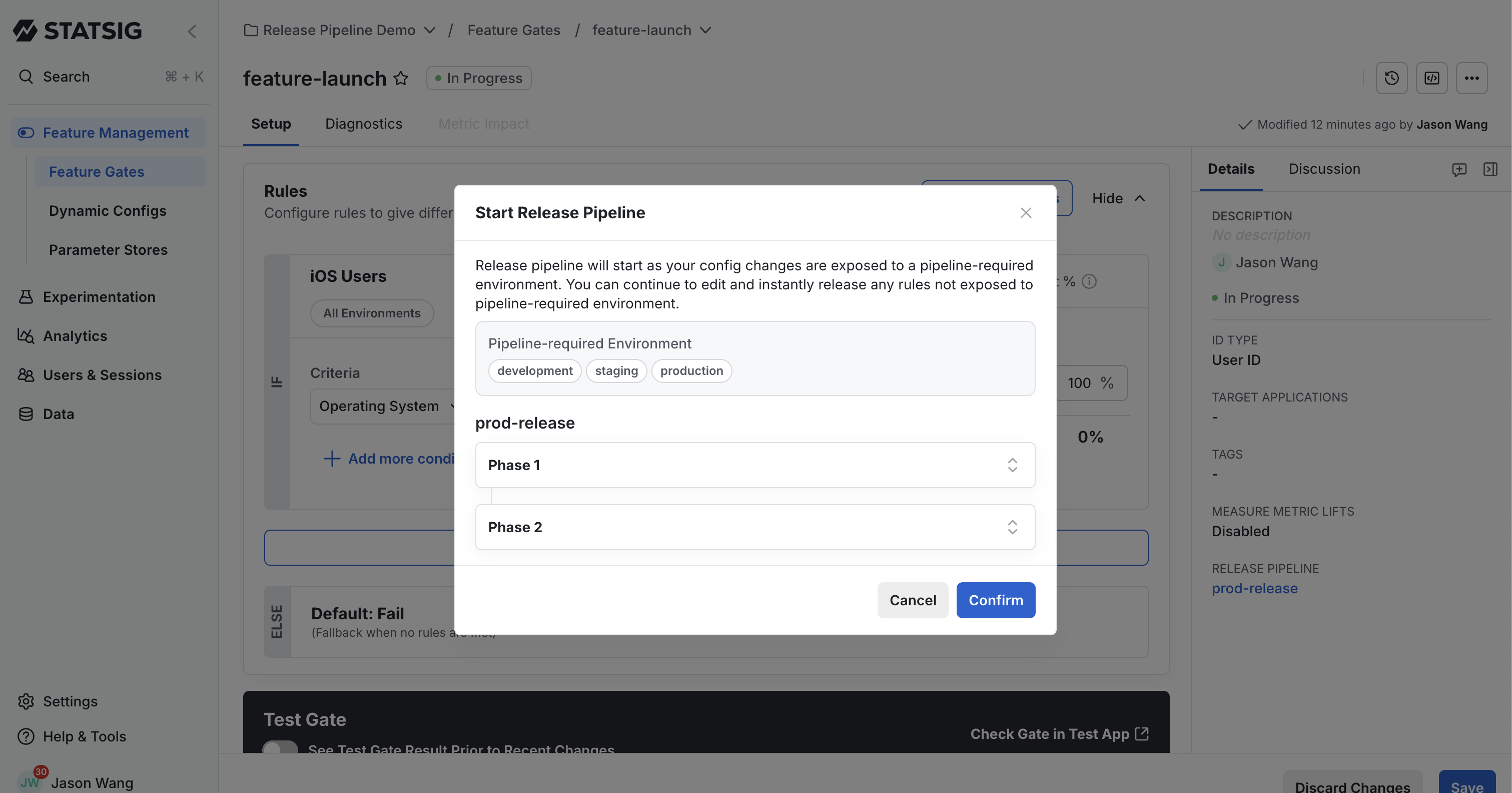 Confirmation dialog when triggering a pipeline