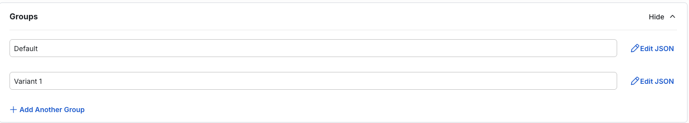 Variants list showing configuration keys and values for contextual autotune
