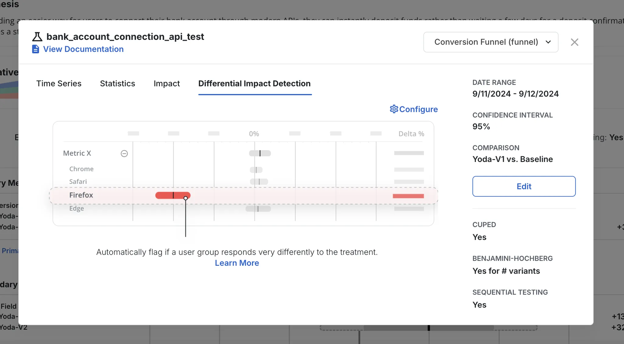 Differential impact detection alert in Pulse results