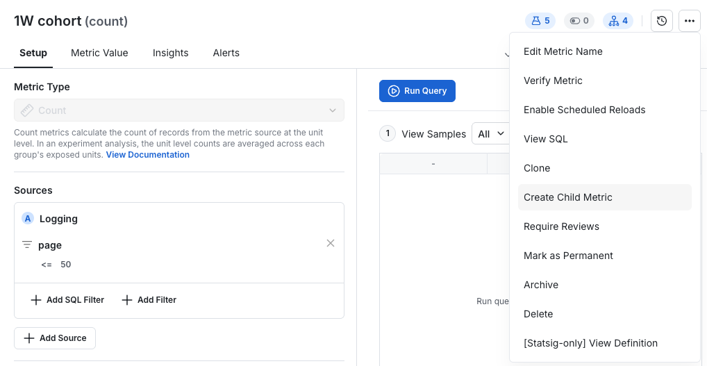 Creating a child metric