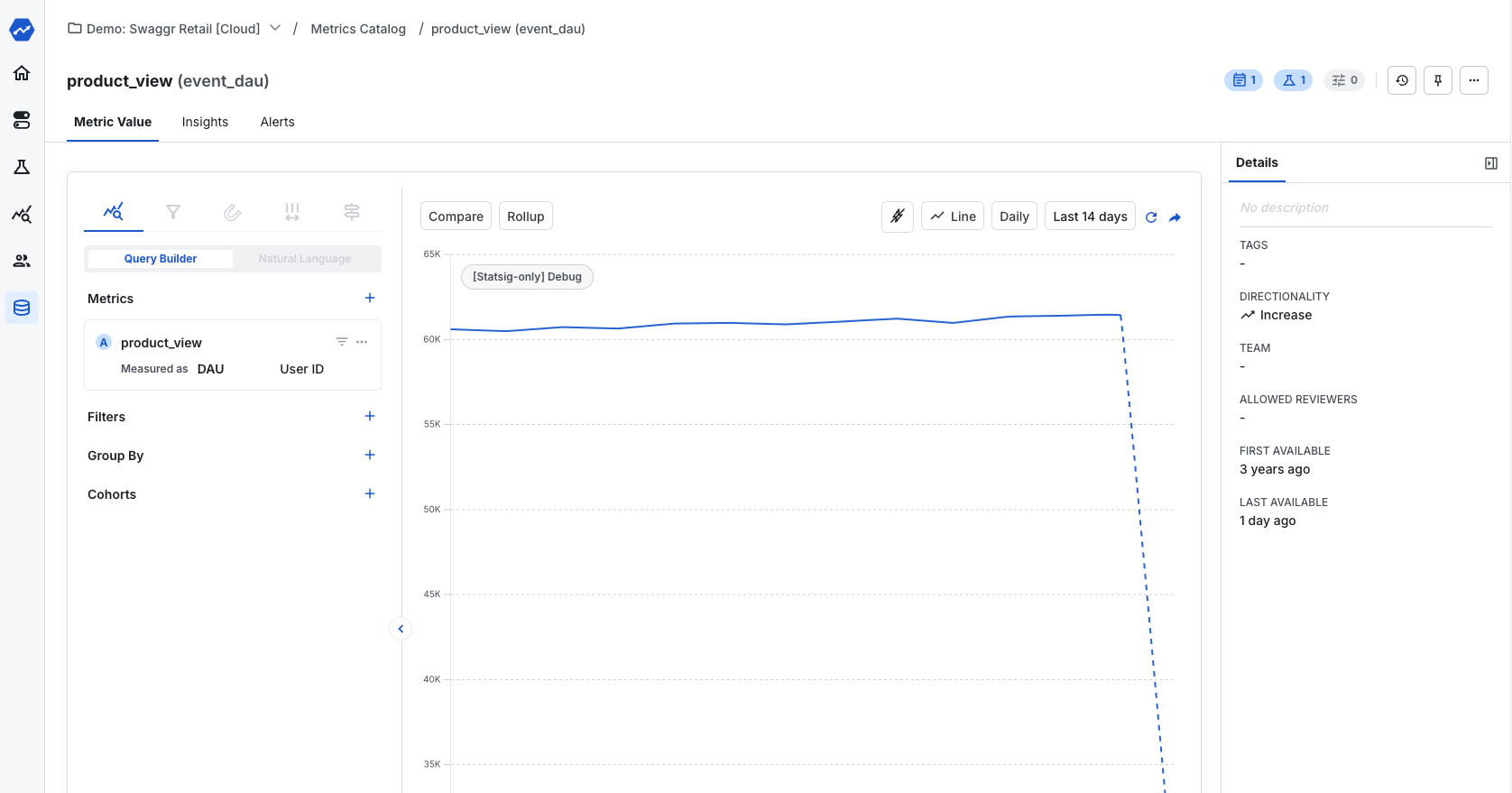 Event DAU metric configuration interface
