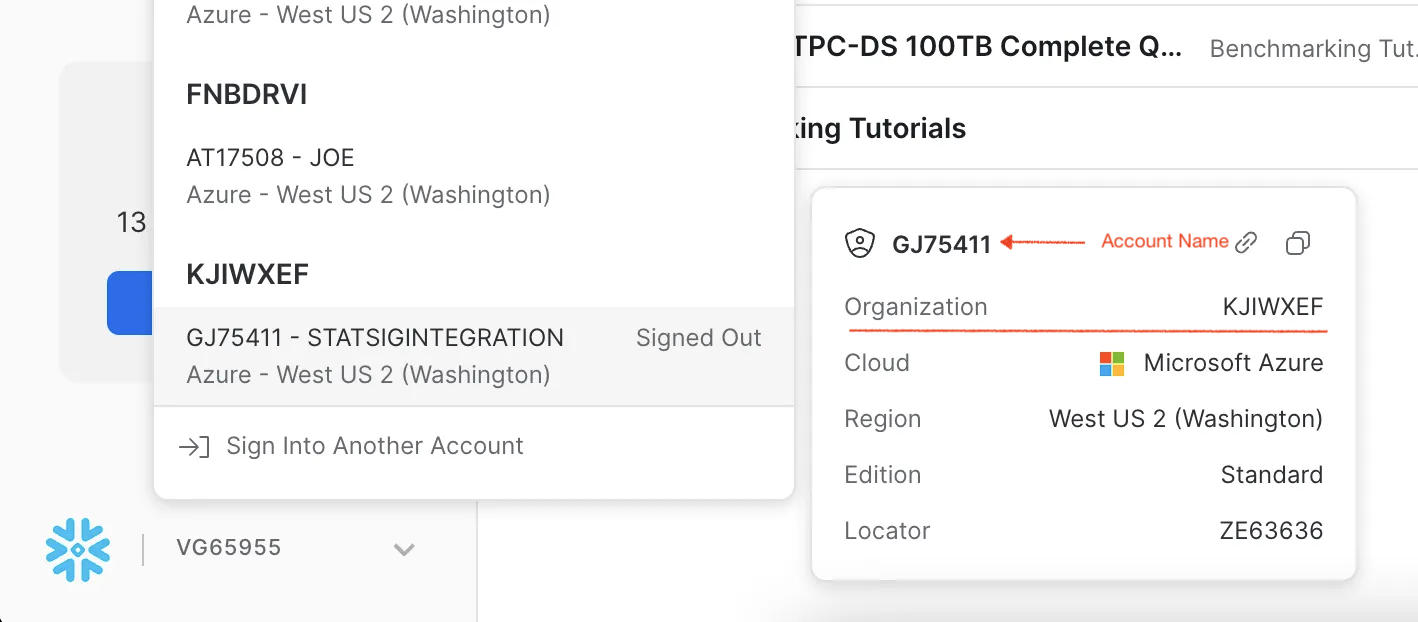 Snowflake account profile interface