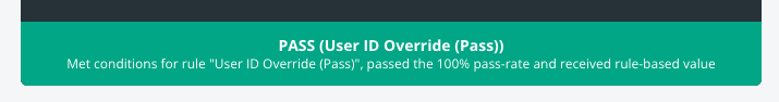 Test gate output indicating PASS due to user ID override