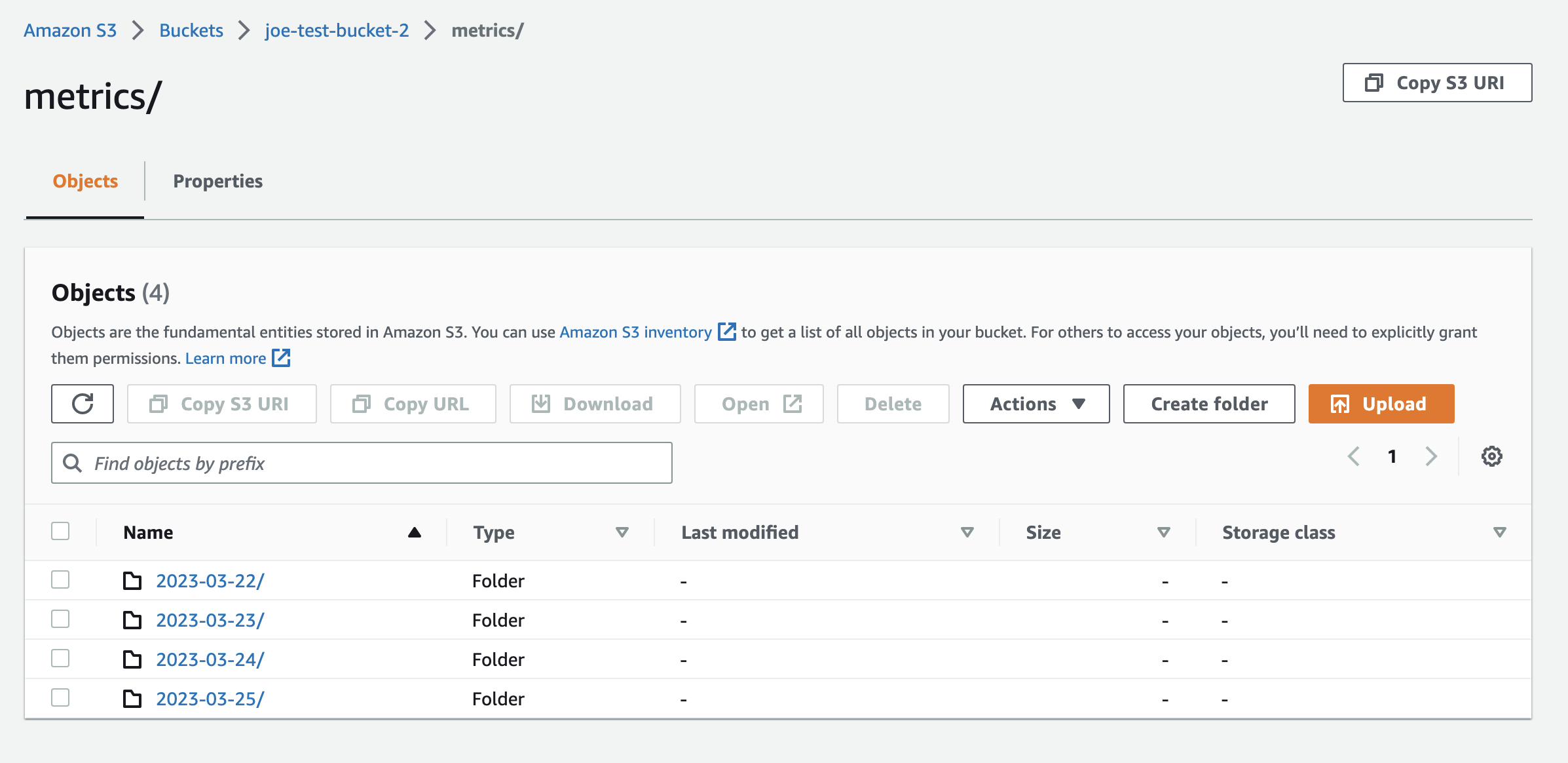 S3 bucket folder structure example
