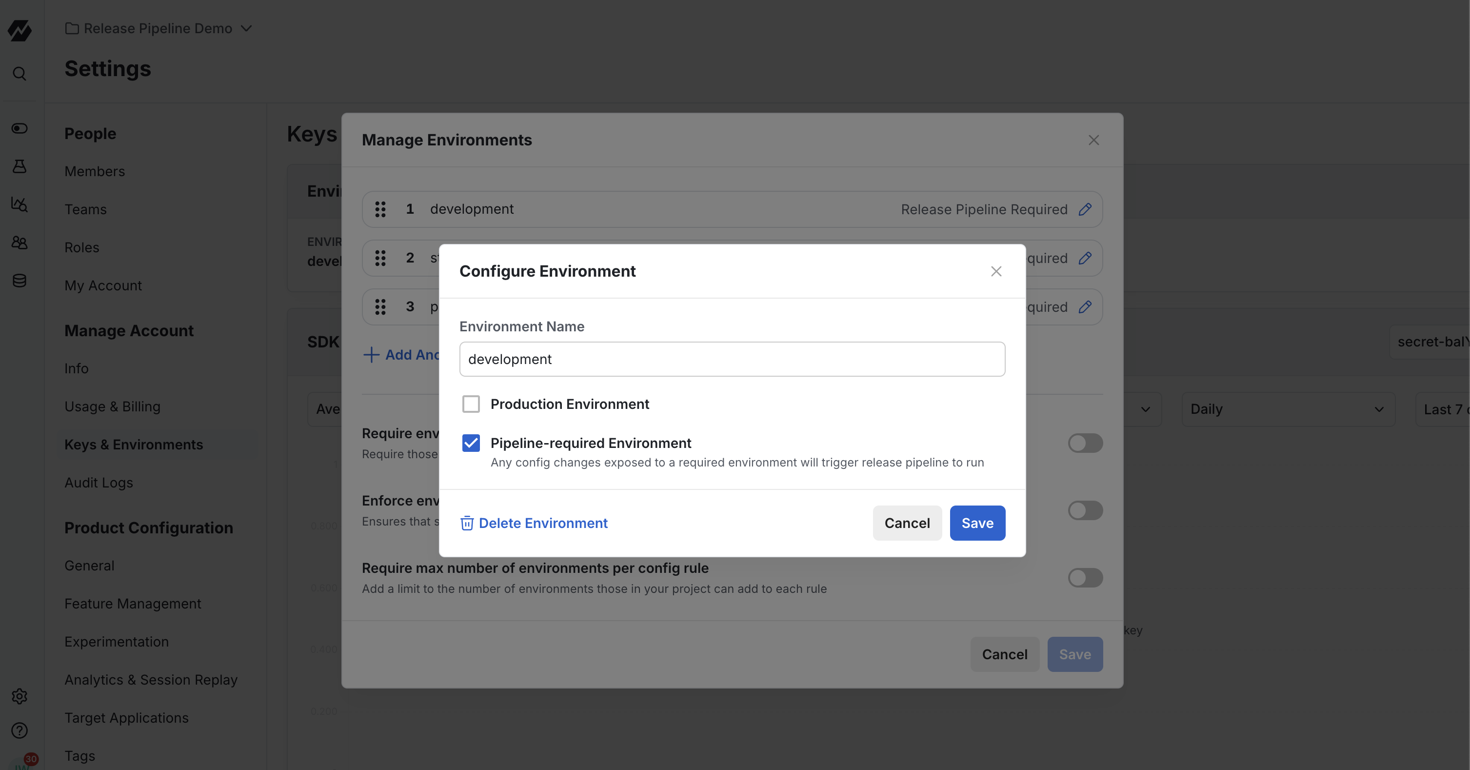 Environment opt-out setting