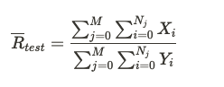 Formula showing ratio metric mean calculation across switchback buckets